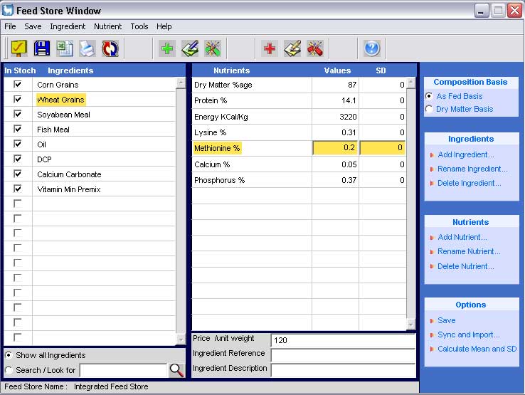 WinFeed Screenshots Of Feed Formulation Software WinFeed Screenshots Of Feed Formulation Software